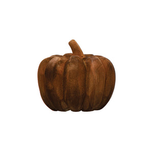 5.5" Rust Carved Wood Pumpkin