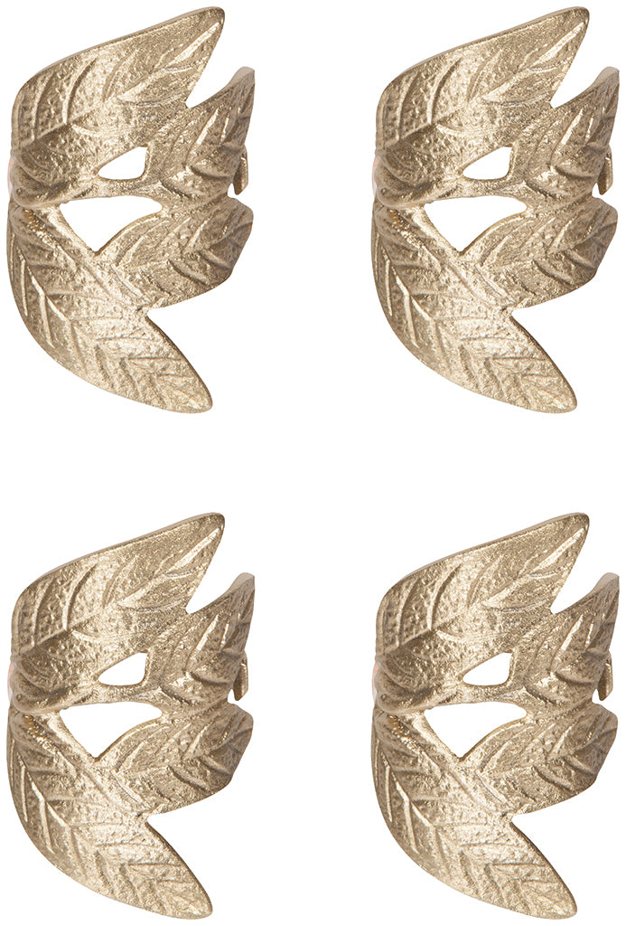 Set/4 Gold Frond Napkin Rings