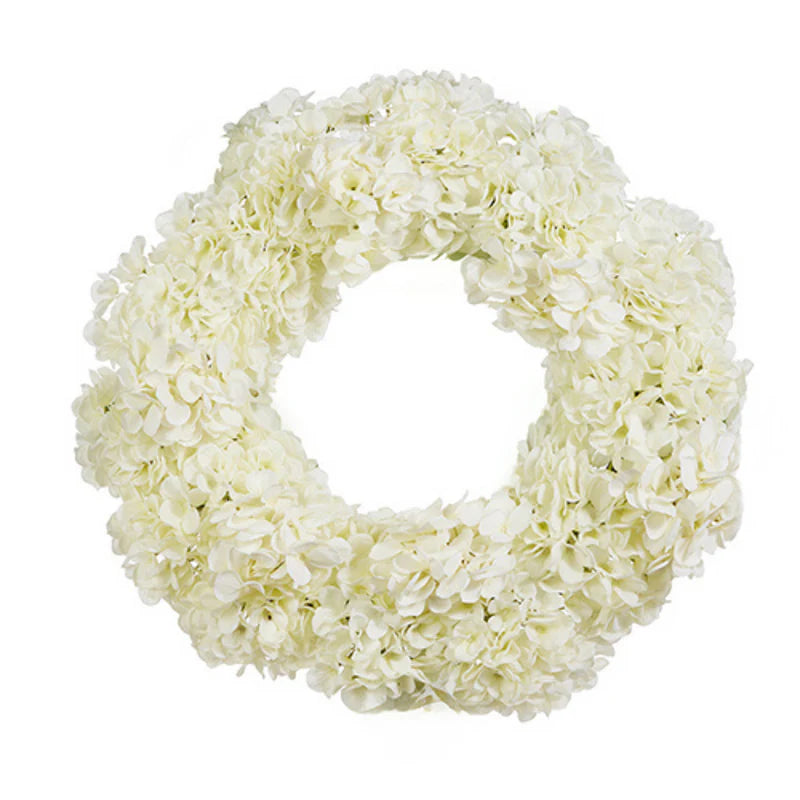 26" White Hydrangea Wreath
