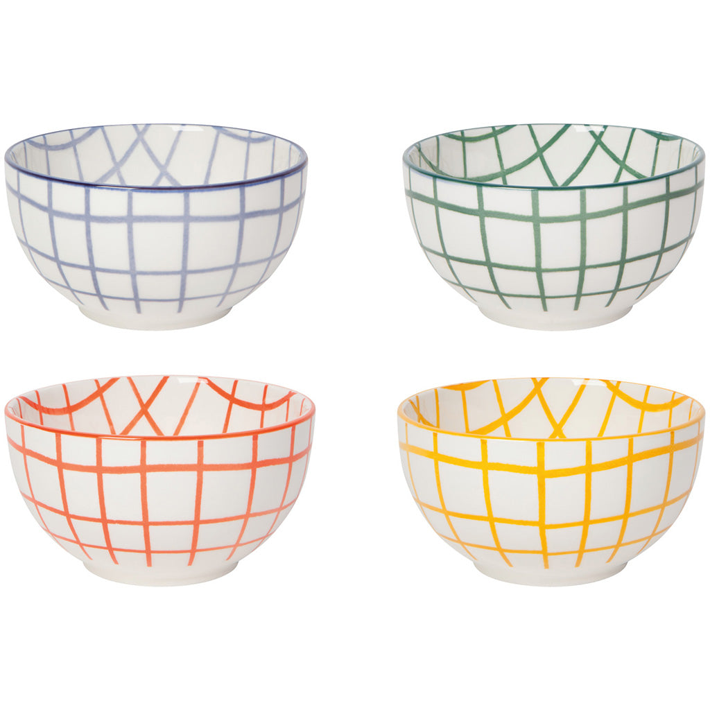 Set/4 Wobbly Check Bowls