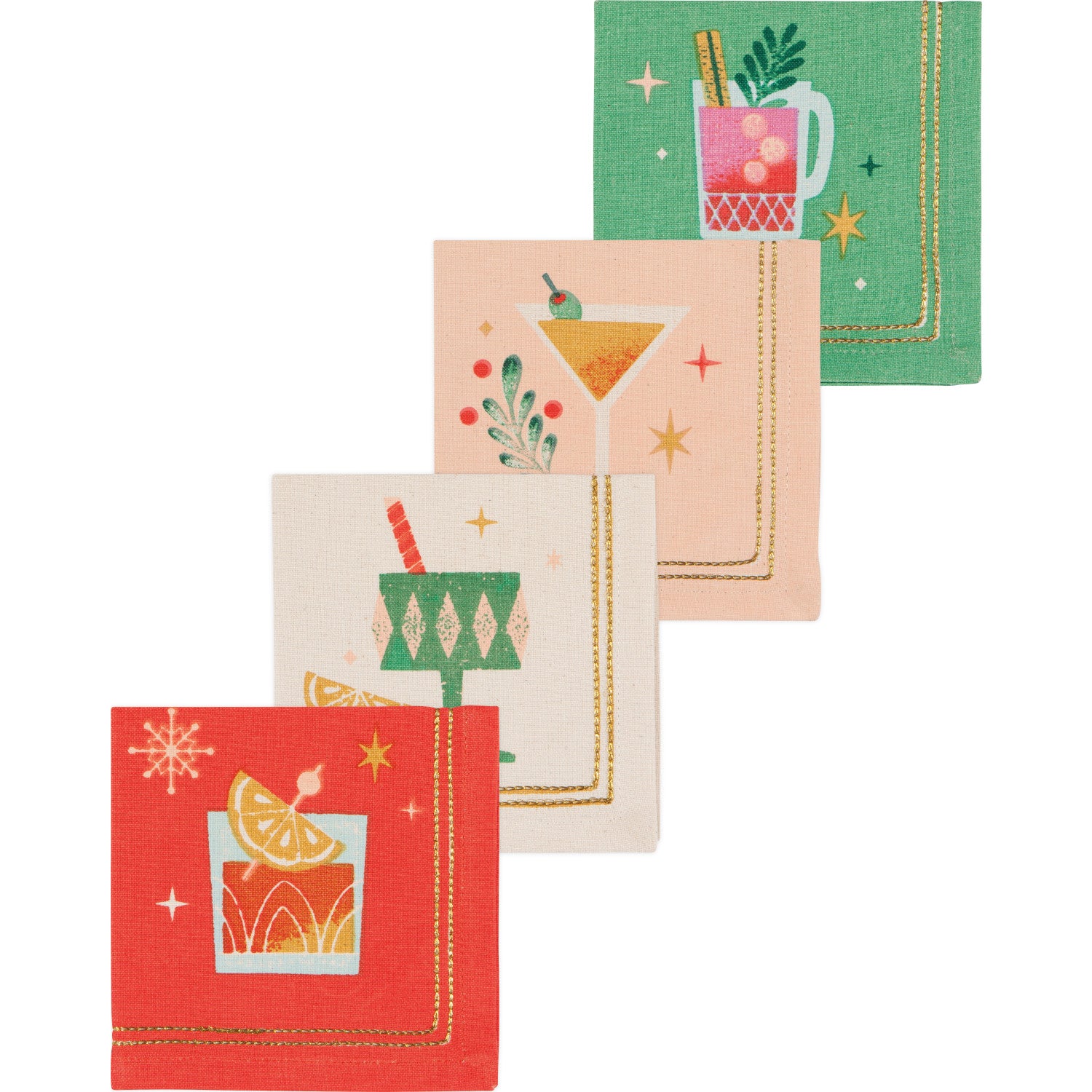 Set/4 Spirits Bright Cocktail Napkins