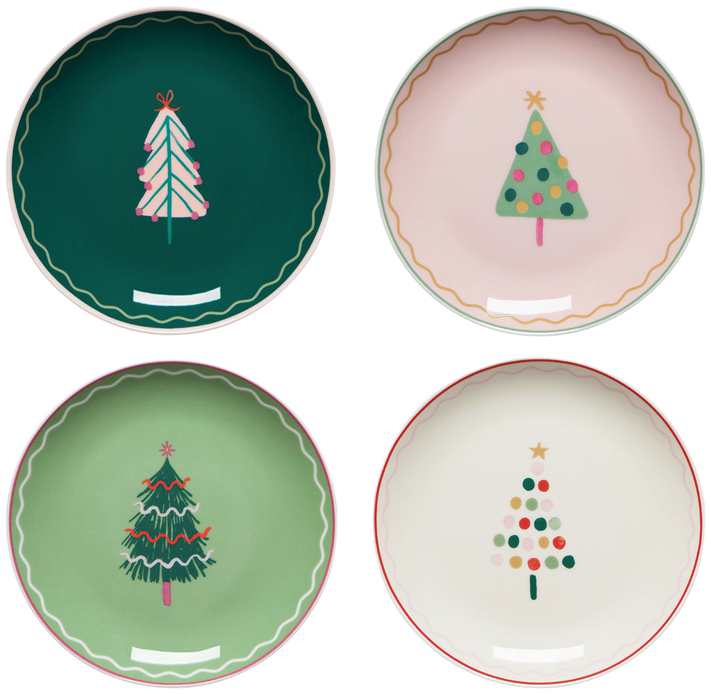 Set/4 Glitzmas Appetizer Plates