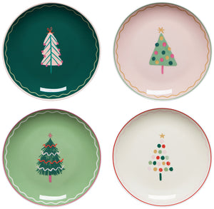 Set/4 Glitzmas Appetizer Plates