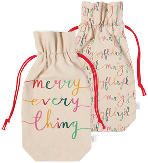 Set/2 Merry Everything Wine Bags