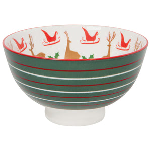Santa's Reindeer Stamped Christmas Bowl