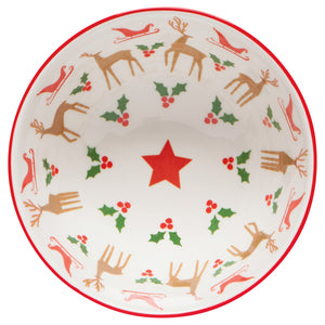 Santa's Reindeer Stamped Christmas Bowl