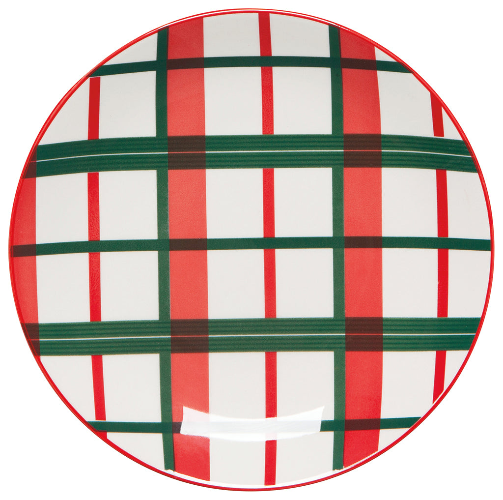 Set/4 Plaid Appetizer Plates