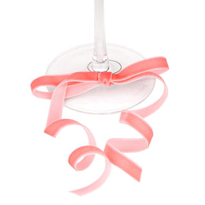 Blush Velvet Bow Wine Charms