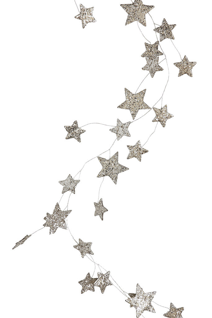 Silver Glitter Star Garland