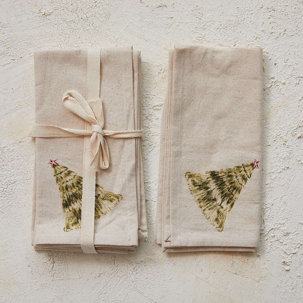 Cotton Christmas Tree Napkins- Set of 4