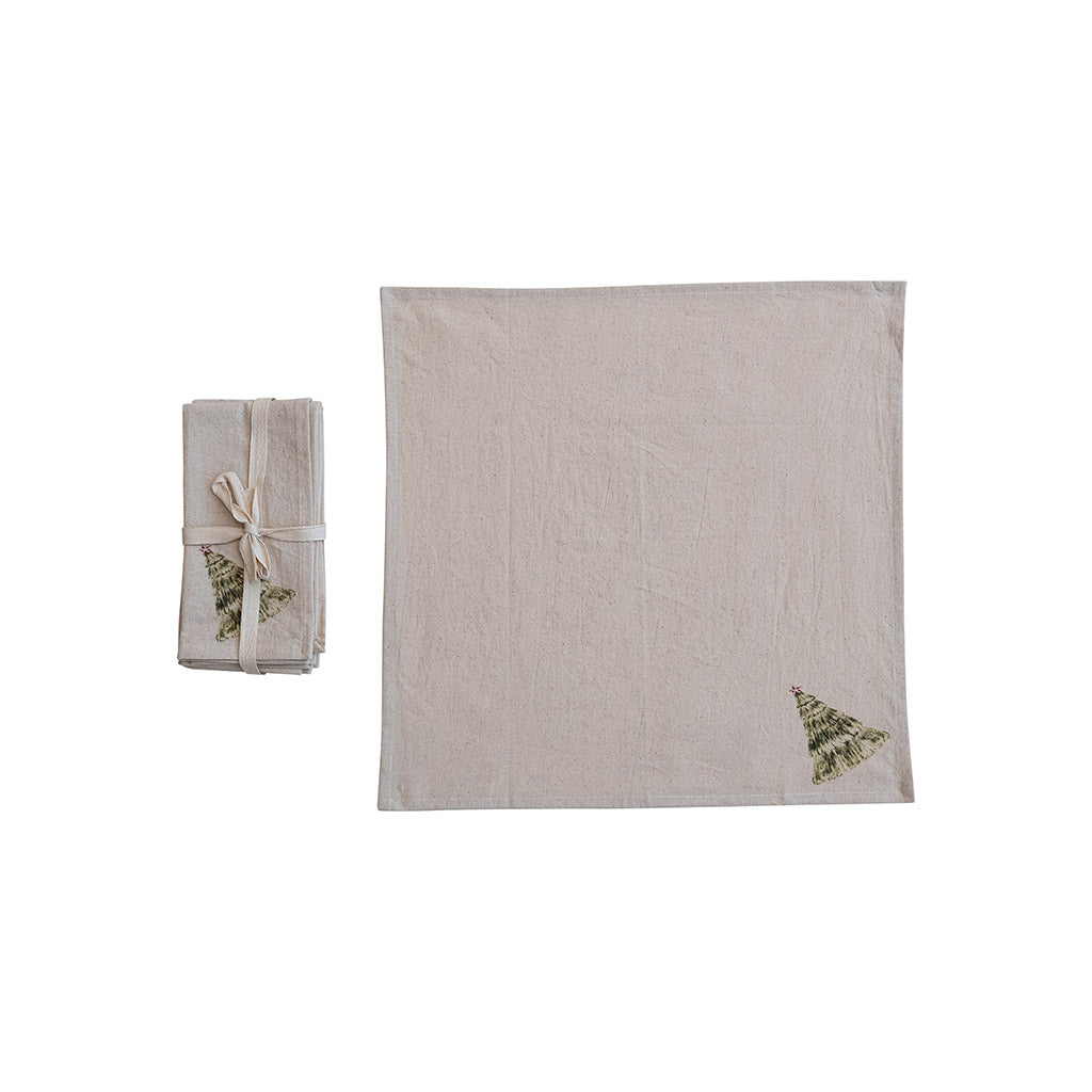 Cotton Christmas Tree Napkins- Set of 4