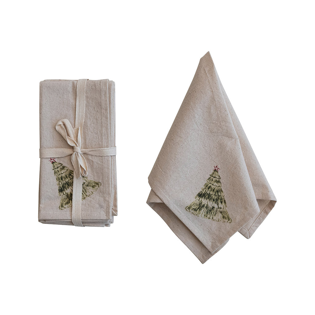 Cotton Christmas Tree Napkins- Set of 4