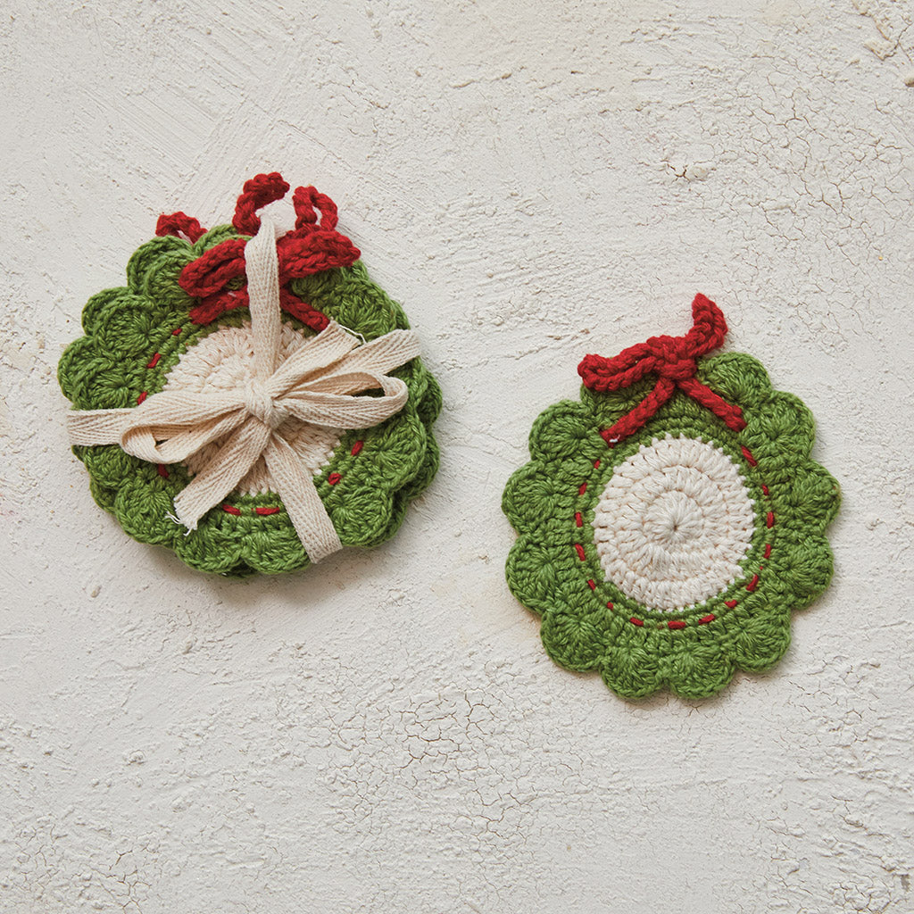 Crocheted Wreath Coasters - Set of 4