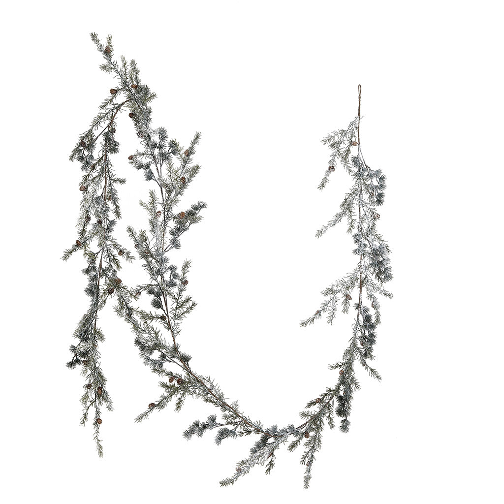 Frosty Spruce Garland with Pinecones