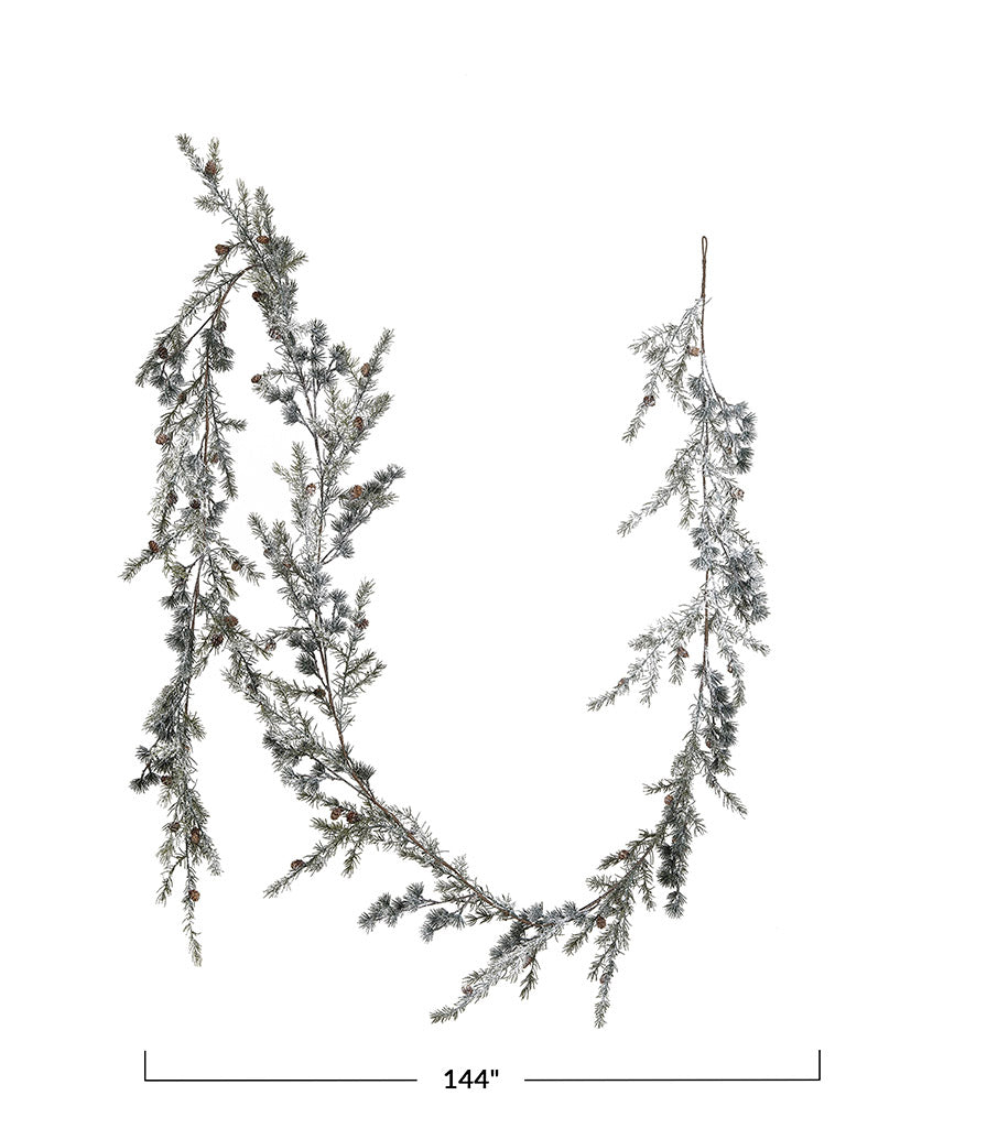 Frosty Spruce Garland with Pinecones