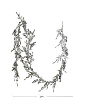 Frosty Spruce Garland with Pinecones