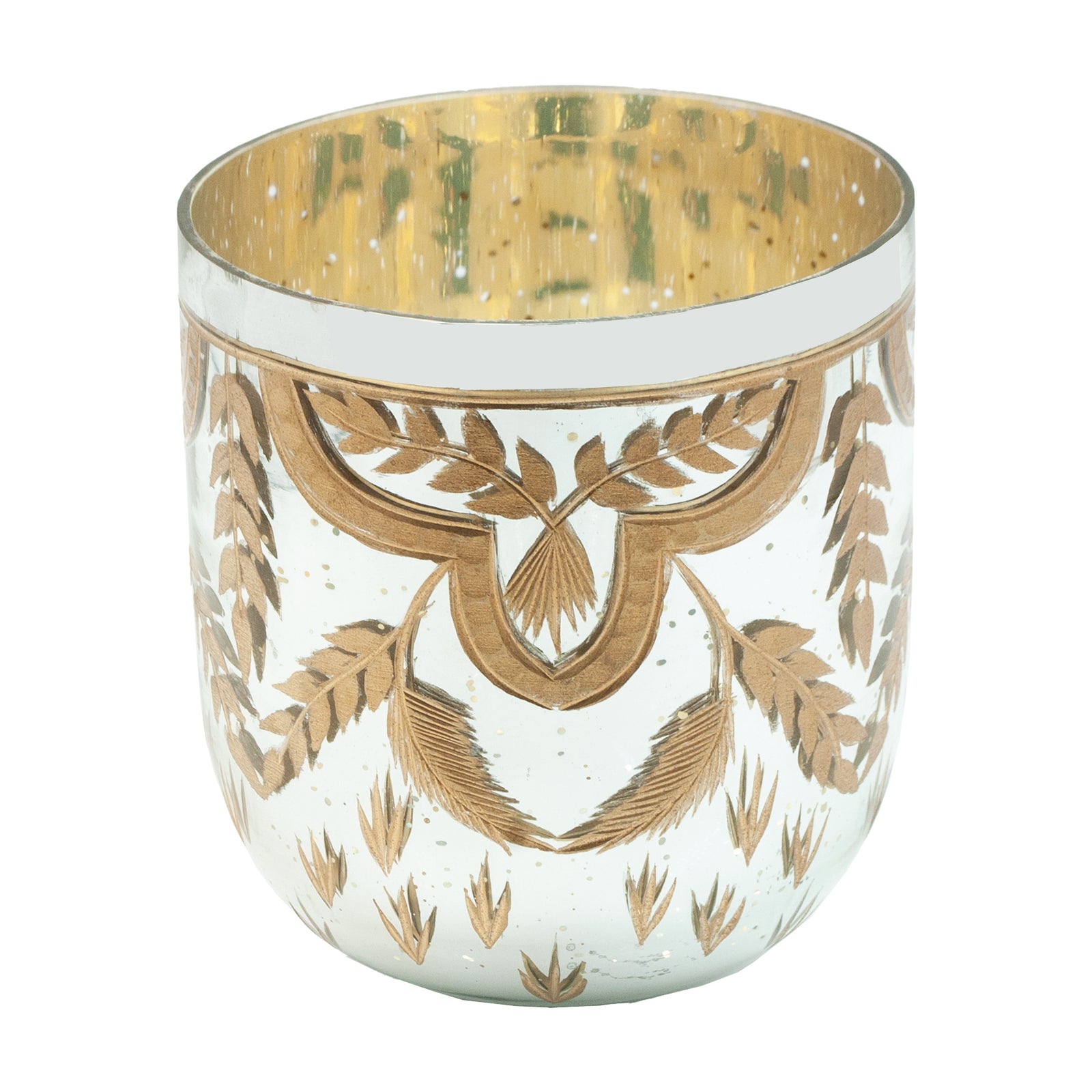 Etched Mercury Glass Tealight Holder