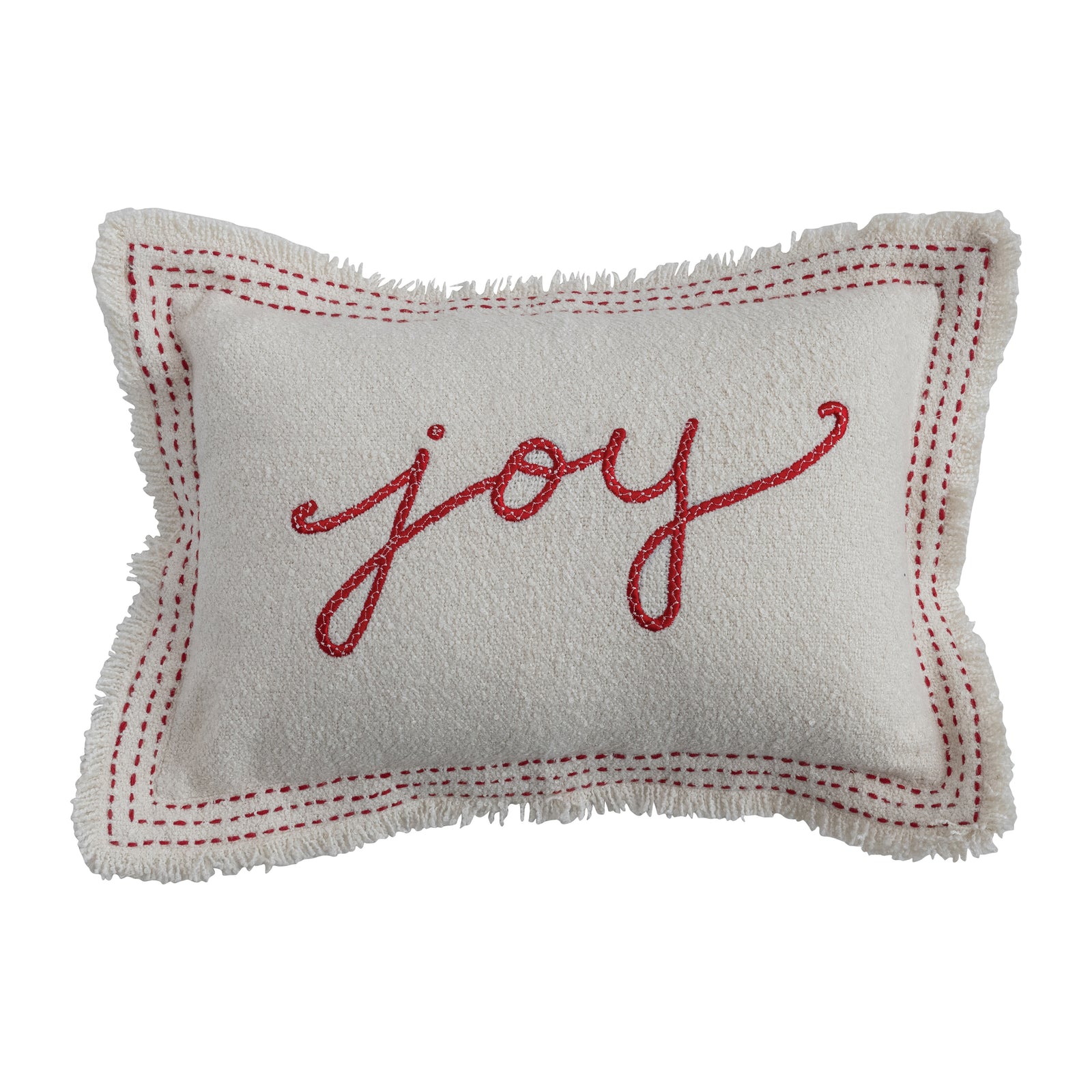 Embroidered Joy Lumbar Pillow