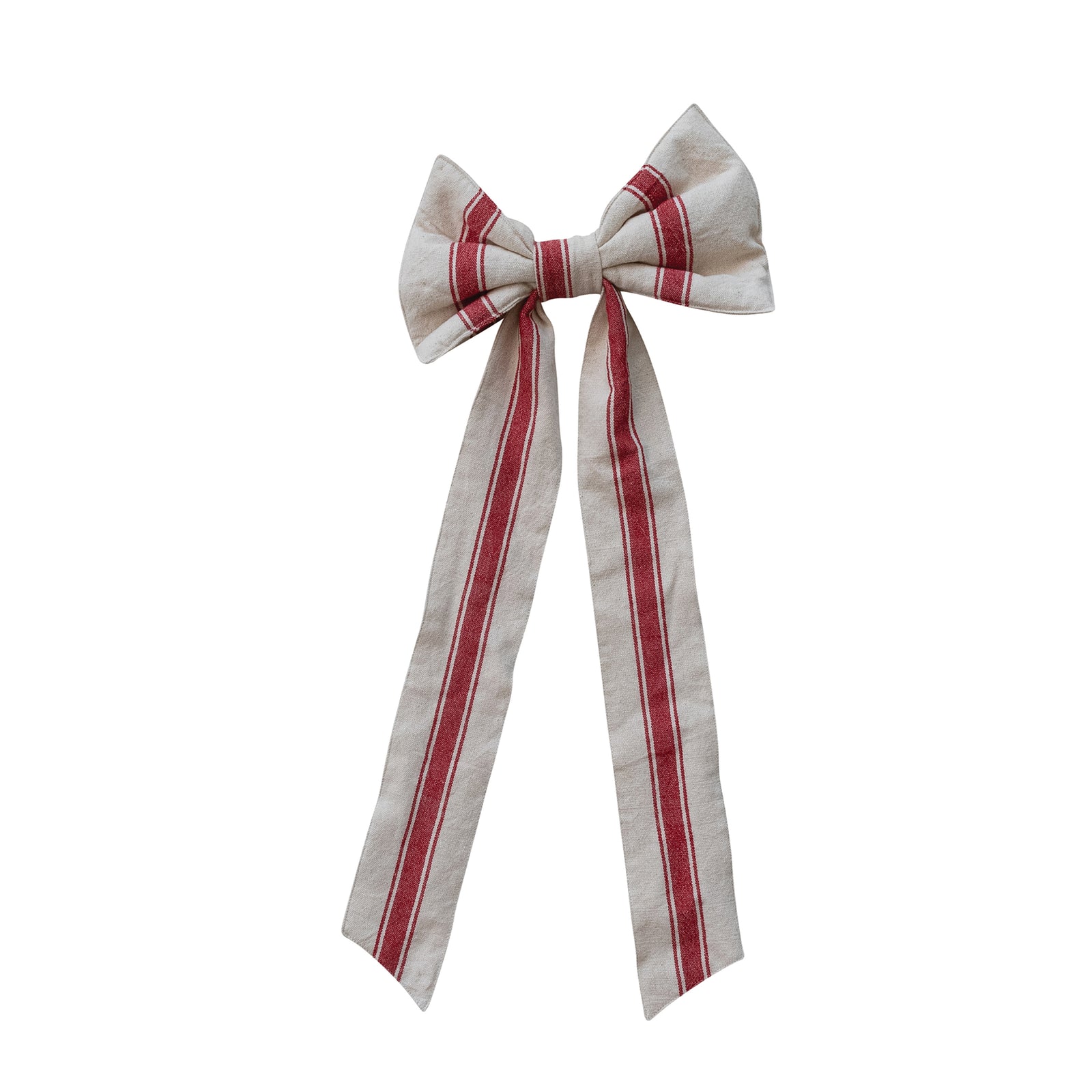 Striped Cotton Clip On Bow