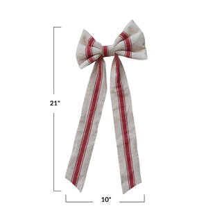 Striped Cotton Clip On Bow