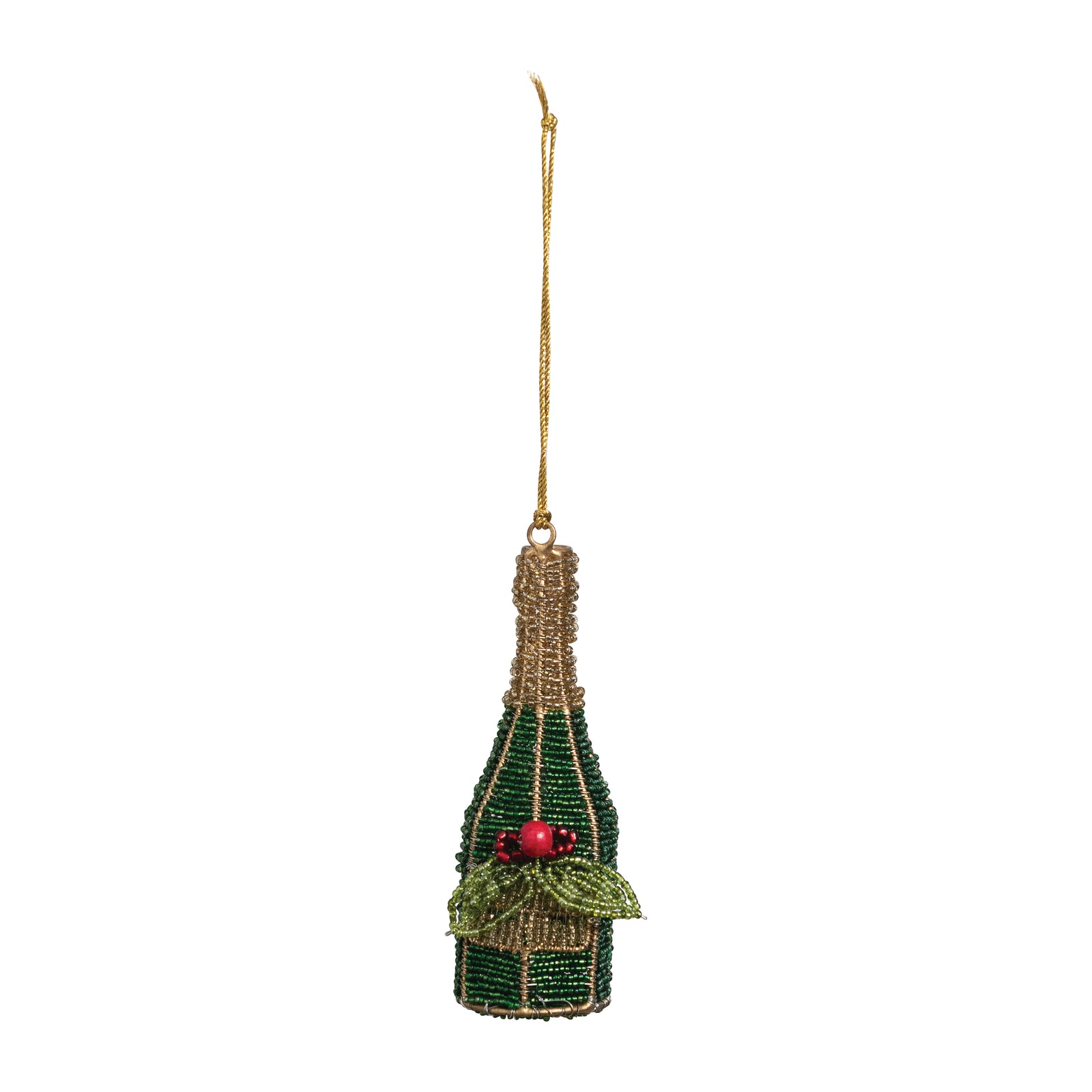 Beaded Champagne Bottle Ornament