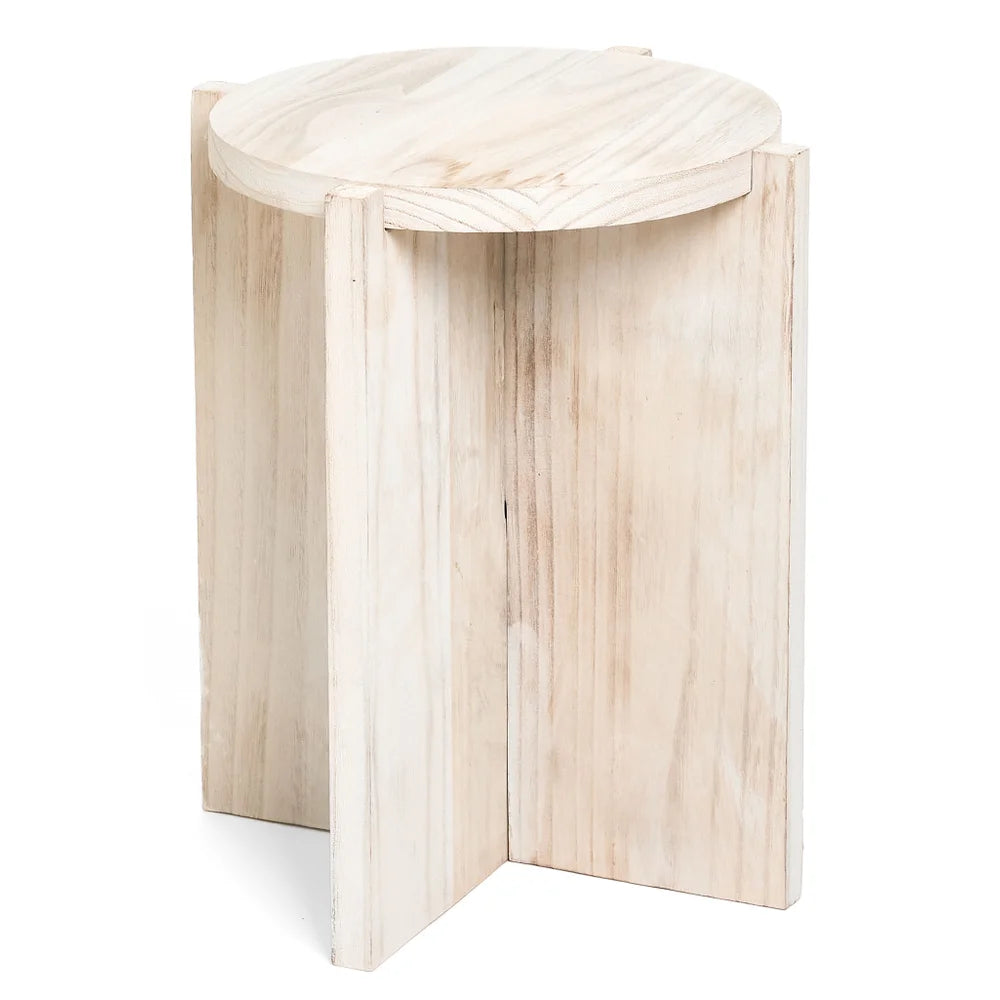 White Wash Wood Accent Table