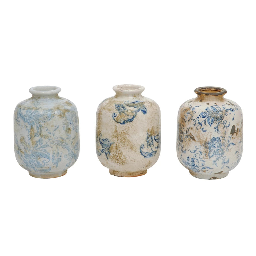 Transferware Patterned Vases