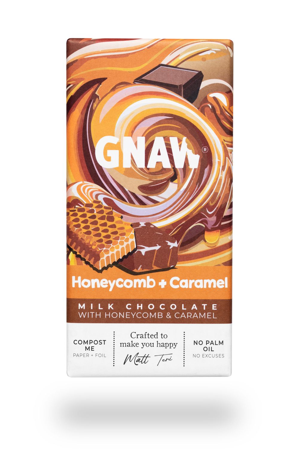 Gnaw Honeycomb and Caramel Milk Chocolate Bar