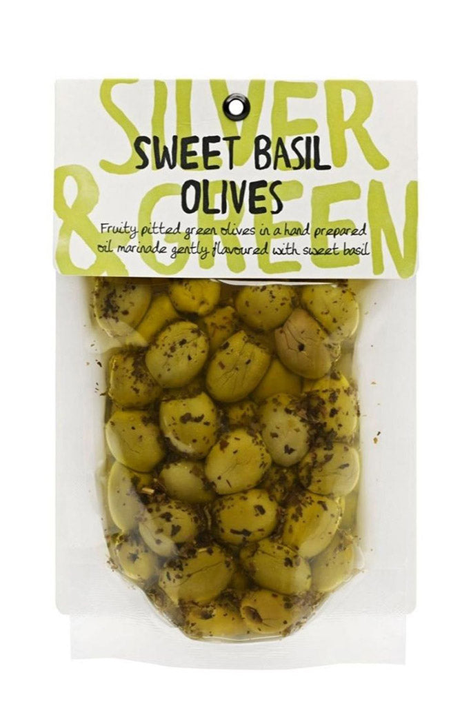 Silver + Green Sweet Basil Green Olives (Pitted)