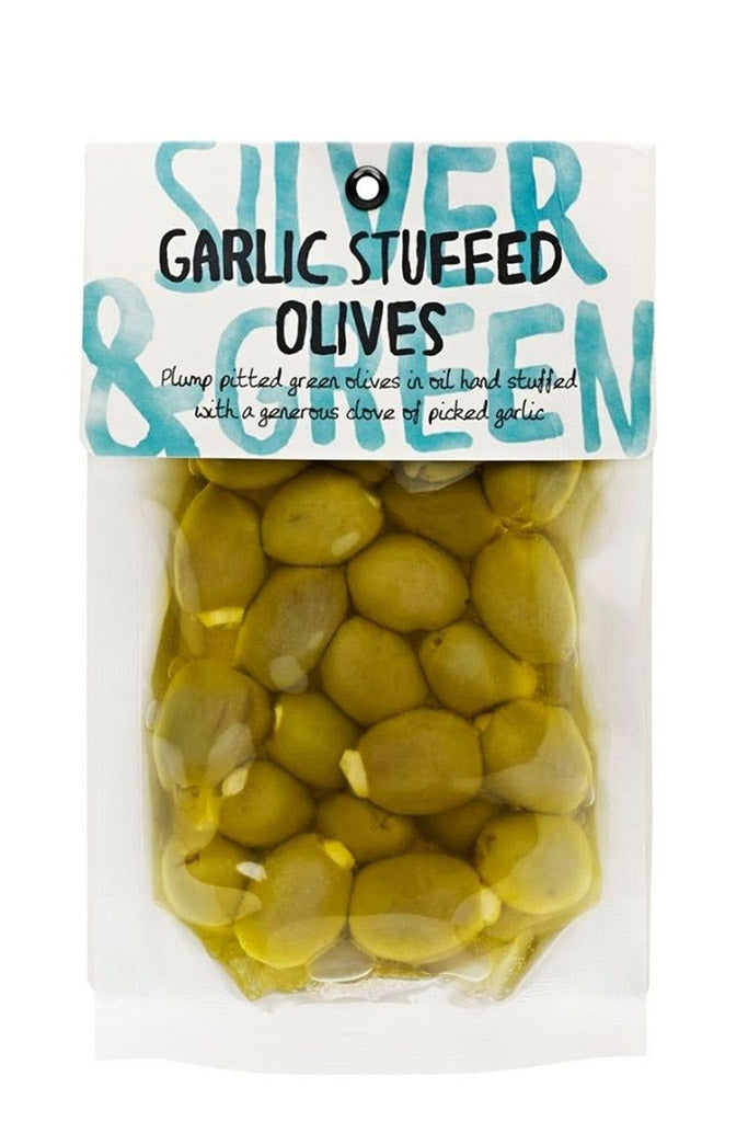 Silver + Green Garlic Stuffed Green Olives