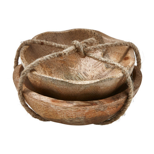 Salt + Pepper Carved Bowl - Set of 2