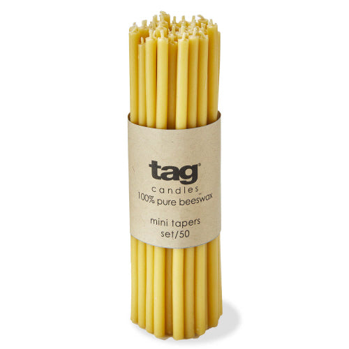 50 Beeswax Mini Taper Candles