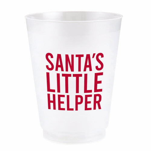 Santa's Helper Set of 8 Frosted Plastic Cups