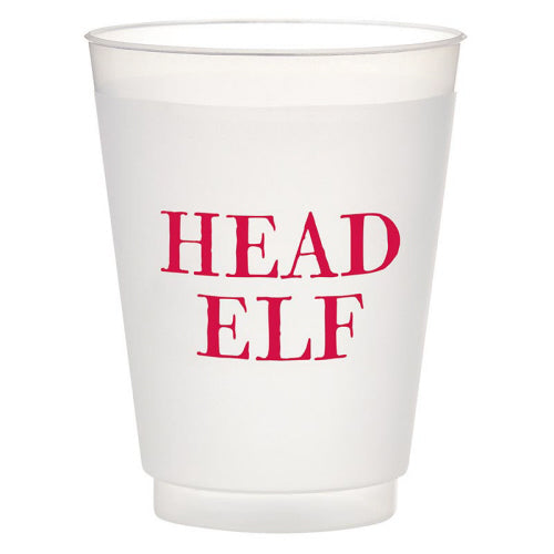 Head Elf Set of 8 Frosted Plastic Cups