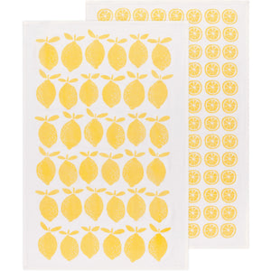 S/2 Lemon Print Flour Sack Kitchen Towels