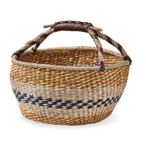 Striped Market Basket with Handle