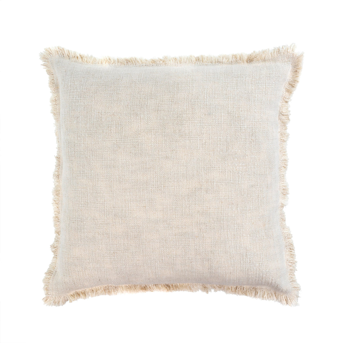 Fringed Ecru Linen Pillow