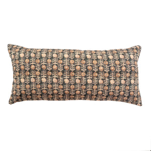 15"x32" Black and Brown Simple Flower Patterned Pillow