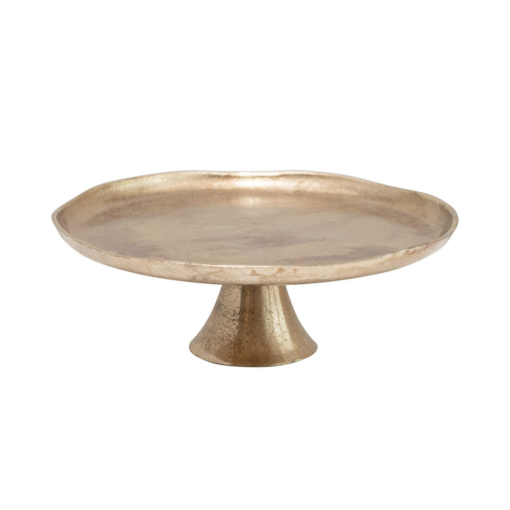 Antiqued Gold Pedestal Tray