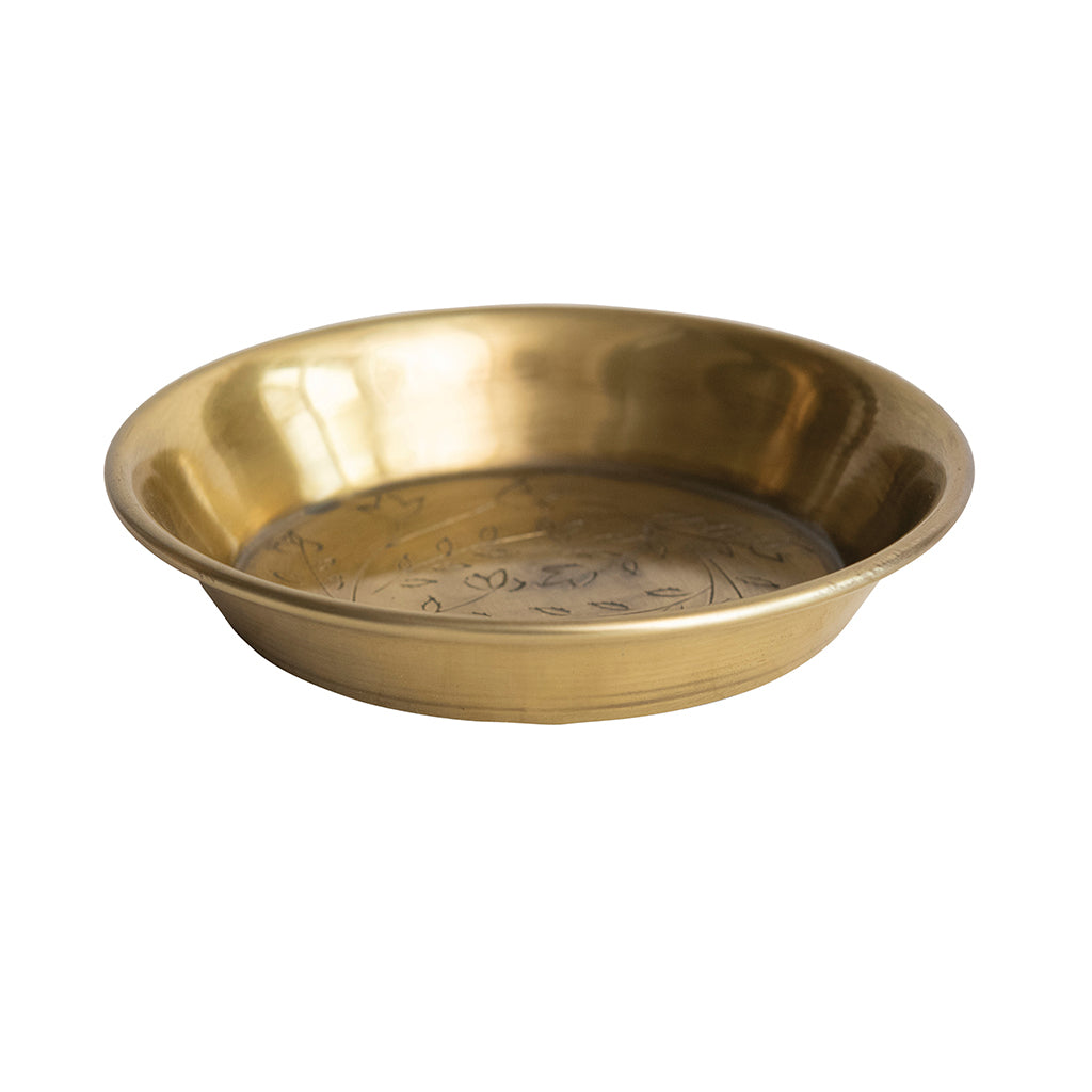 Floral Etched Brass Dish