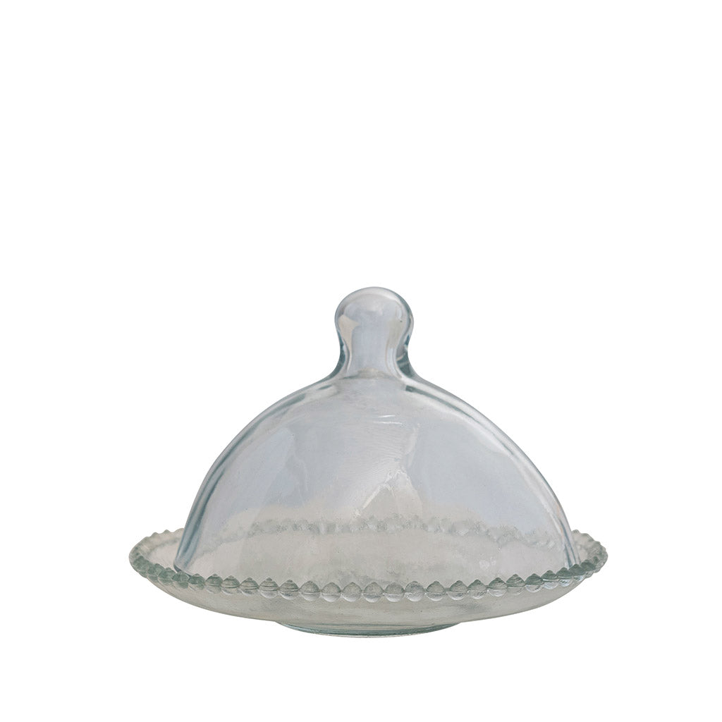 Glass Hobnail Tray + Cloche