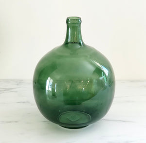 13" Vintage Reproduction Green Glass Bottle