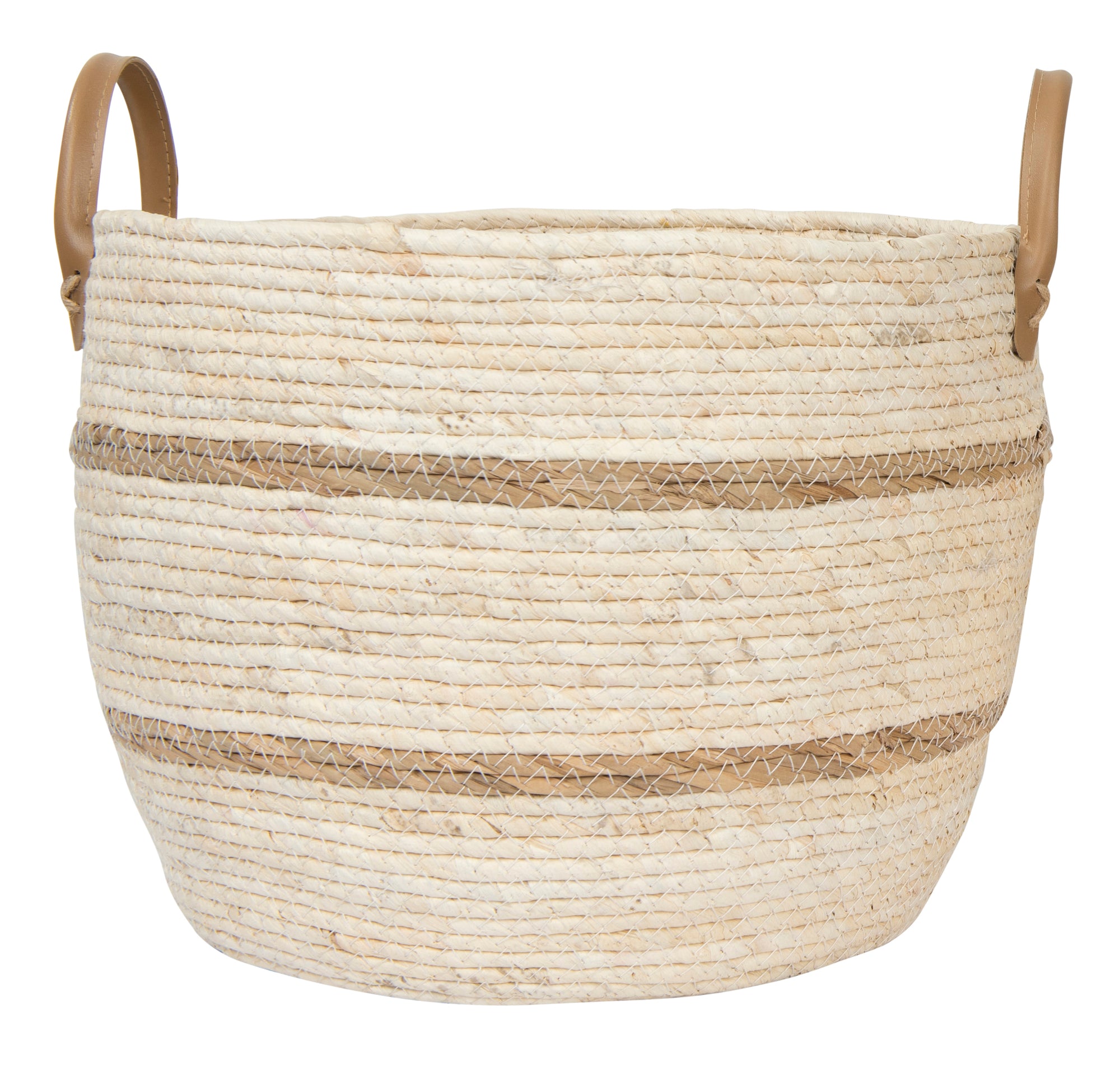 Large Striped Basket with Handles