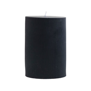 4" Black Pleated Pillar Candle
