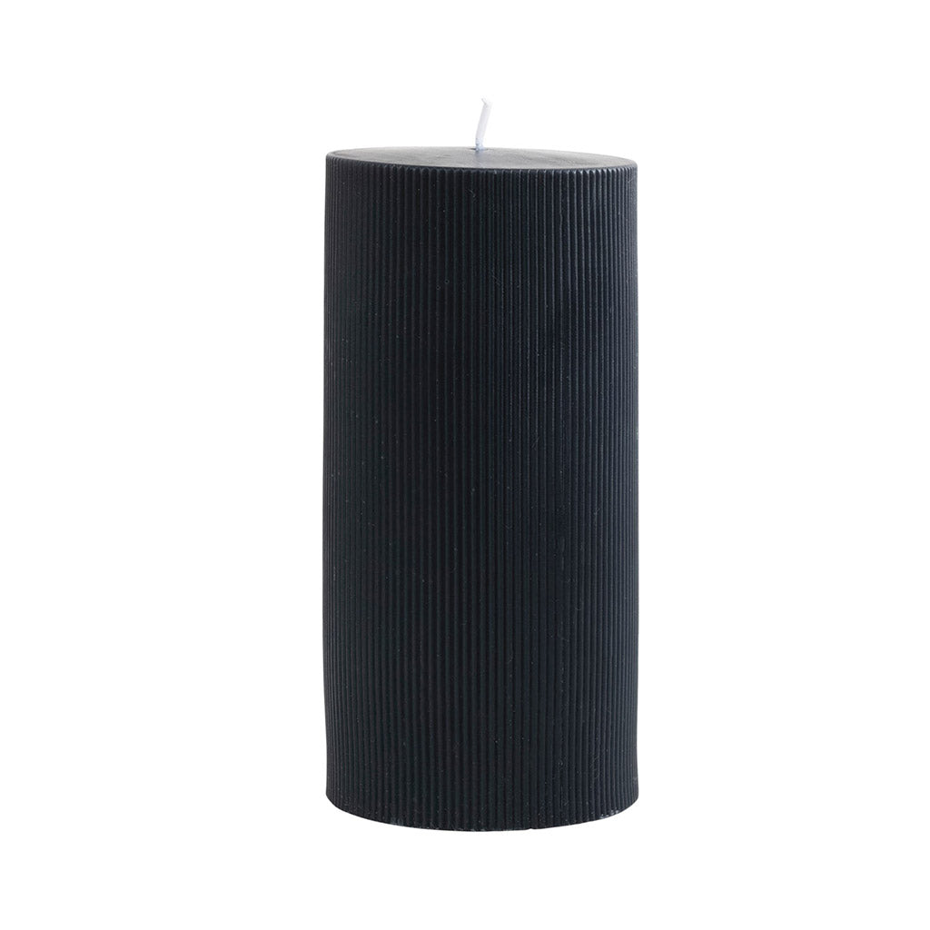 6" Black Pleated Pillar Candle